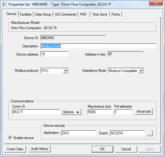 Modbus Omni EIE - Device Page Modbus Omni EIE - Device Page